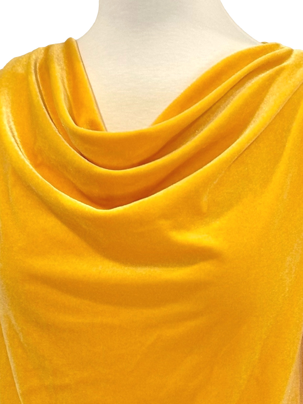 Golden yellow velvet cowl top